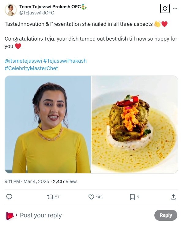 Tejasswi Prakash Wins Hearts on Celebrity MasterChef with Her Best Dish Yet Bollywoodlifes.in