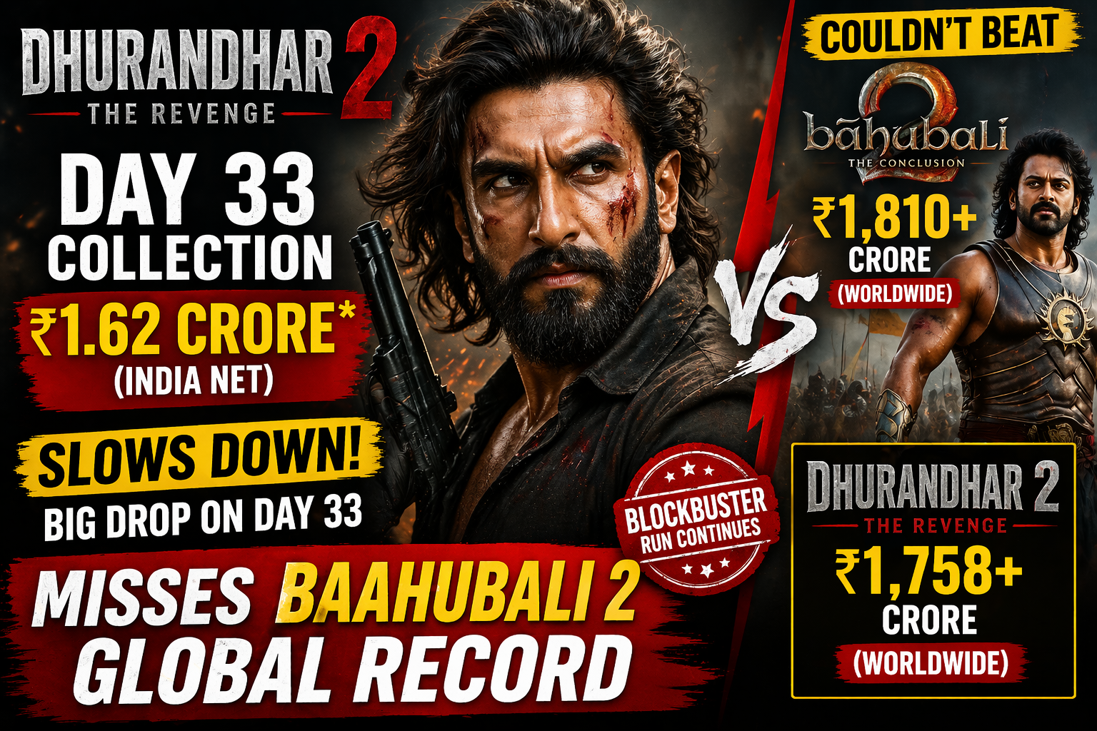 Dhurandhar 2 Day 33 Ranveer Film Slows Misses Record bollywoodlifes.in