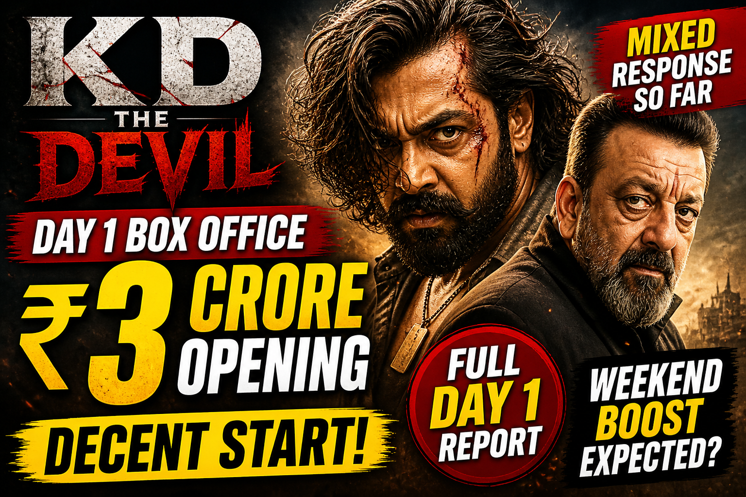 KD The Devil Day 1 Box Office ₹3 Cr Opening for Dhruva